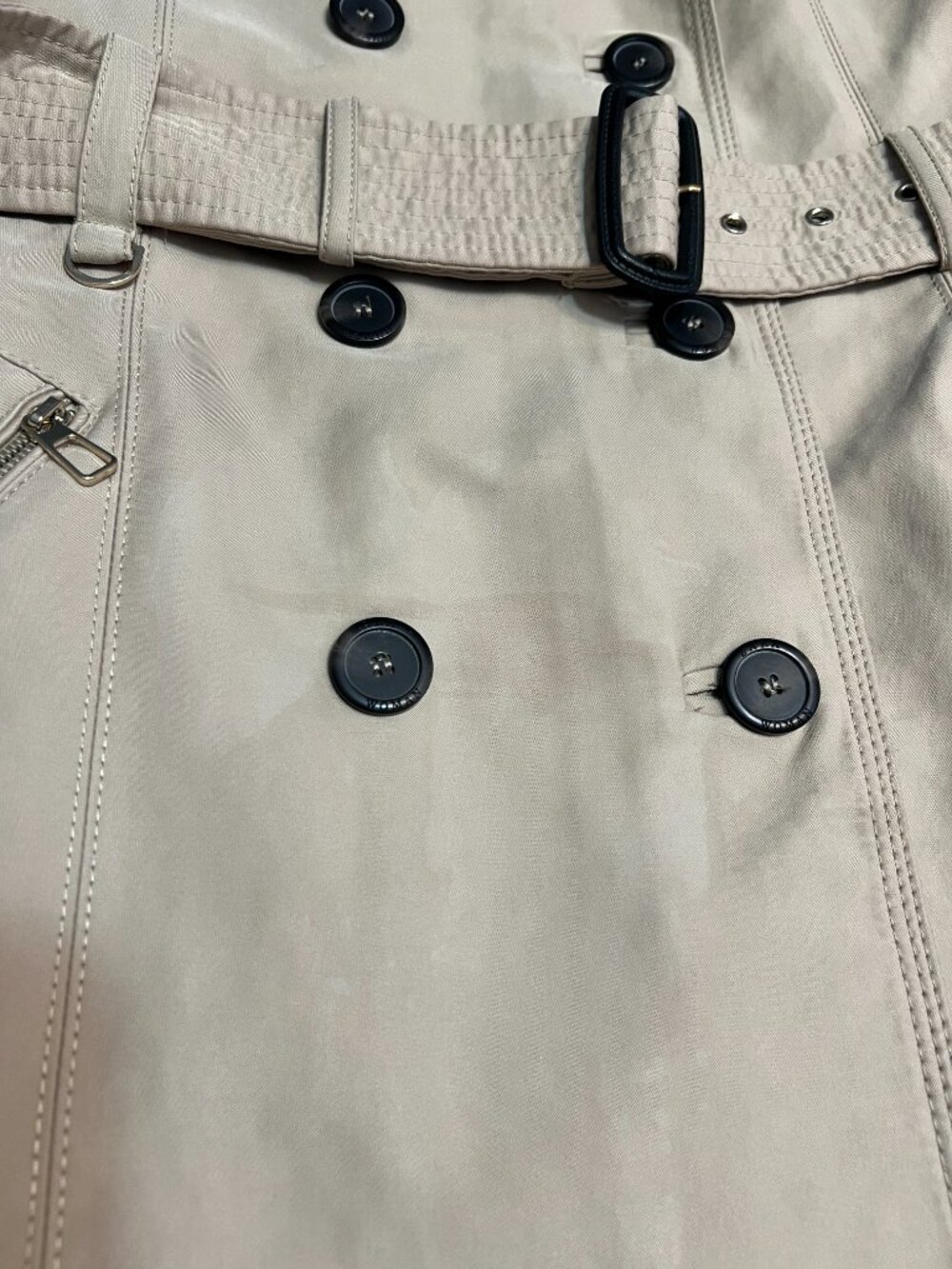 ZARA WOMAN Trench Coat Womens M Beige Belted Double Breasted Jacket Khaki - Picture 13 of 13